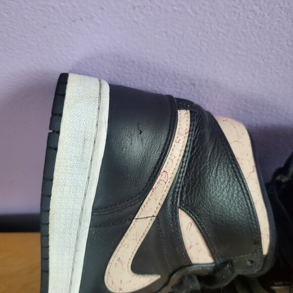 Women's Size 8 Air Jordon High Tops With Pink Marble Swoosh - Picture 2 of 7